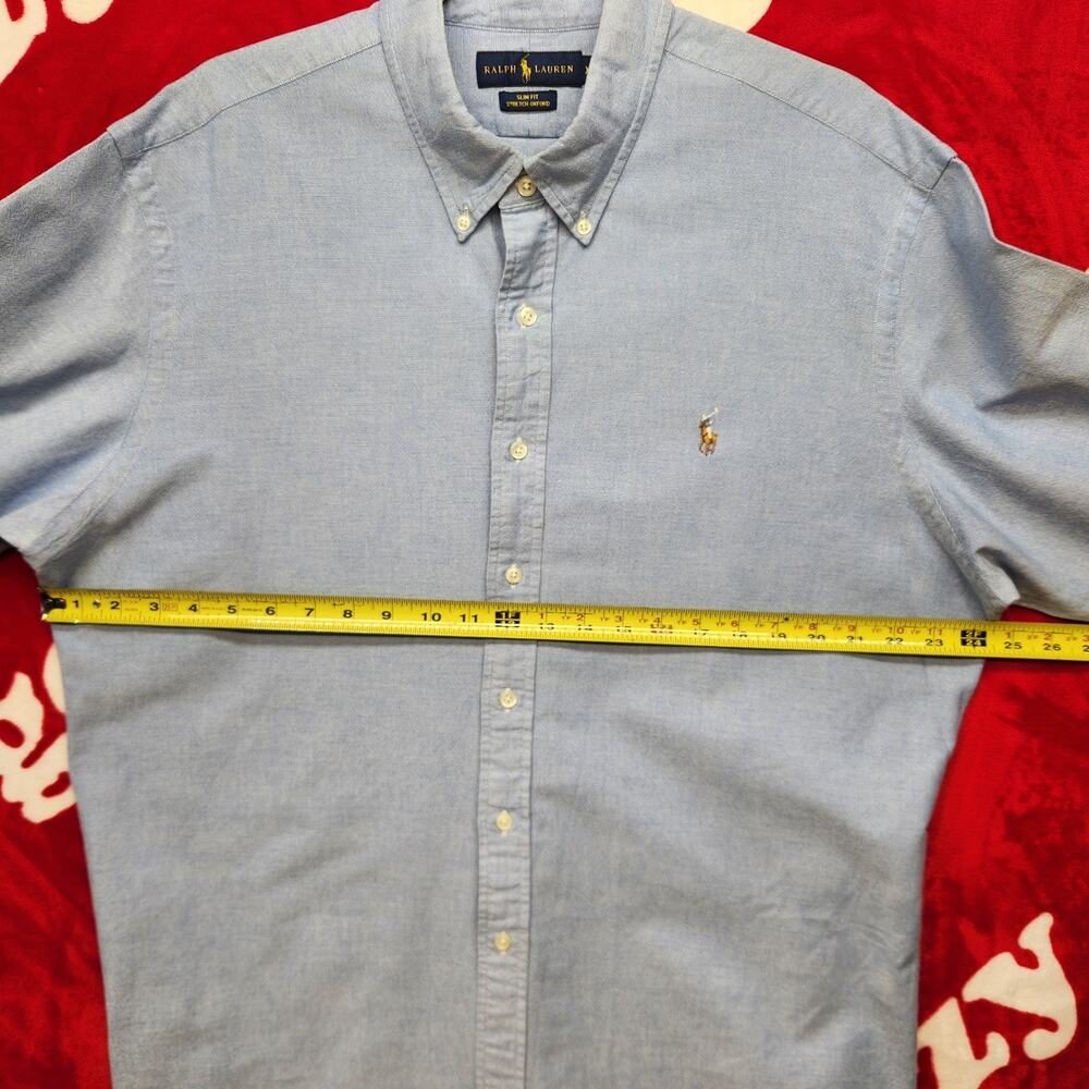 Polo Ralph Lauren Mens XXL Slim Fit Stretch Oxford Button Down Shirt Blue Pony - Picture 5 of 8